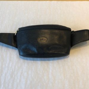 Vintage Longchamp Black Leather Waist Belt Bag